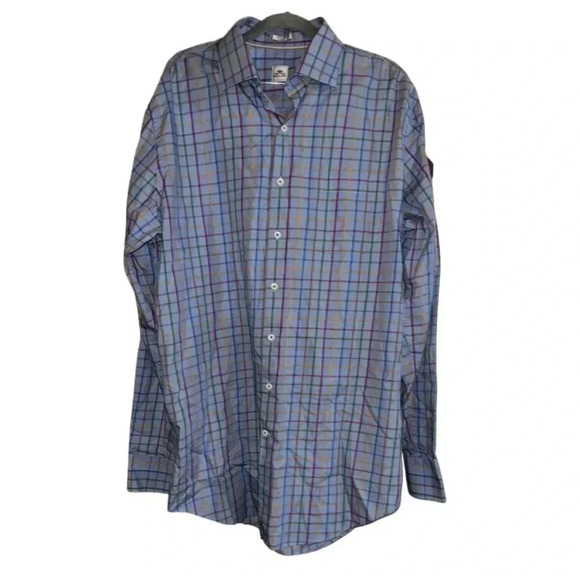 Peter Millar Blue MultiColored Plaid Long Sleeve Button Down Shirt Size Large T - Picture 6 of 9